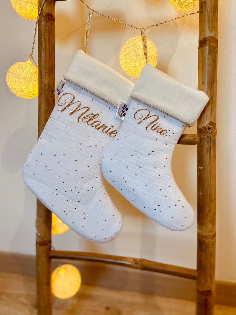 Chaussette de noël personnalisée /botte de noël, décoration de noël. Chaussette noël personnalisable. image 4