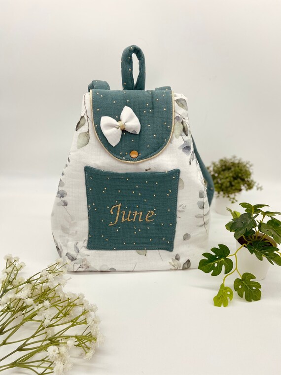 Mochila infantil personalizada para el colegio con tirantes ajustables guarderia o ninera flores de eucalipto Etsy Espana