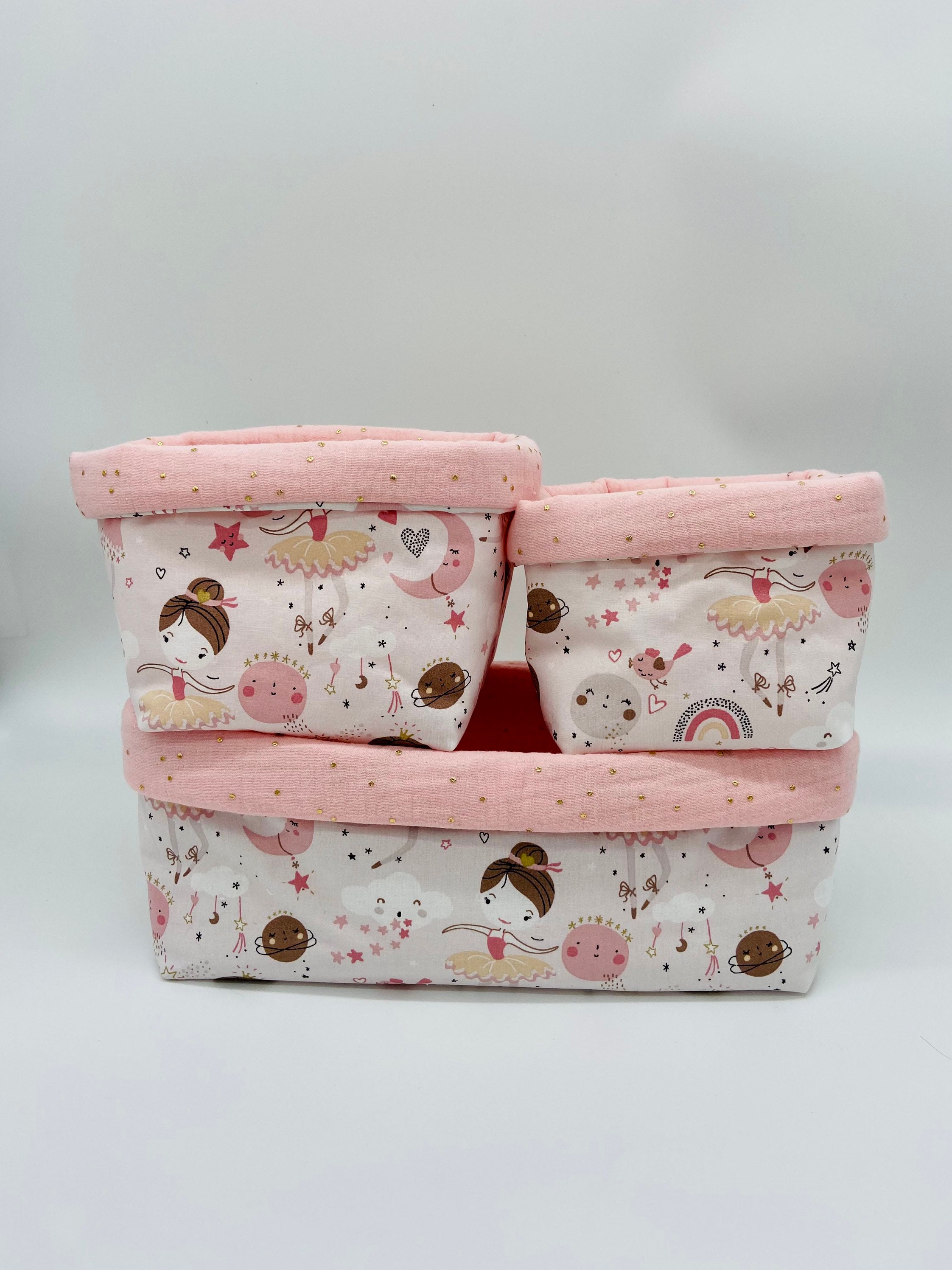 Panière en Tissu Pour Rangement Table à Langer Bébé Lingettes, Couches et Produits, Thème Danseuses 