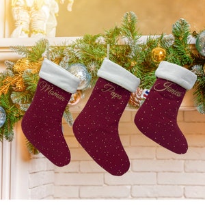 Chaussette de noël personnalisée /botte de noël, décoration de noël. Chaussette noël personnalisable. image 2