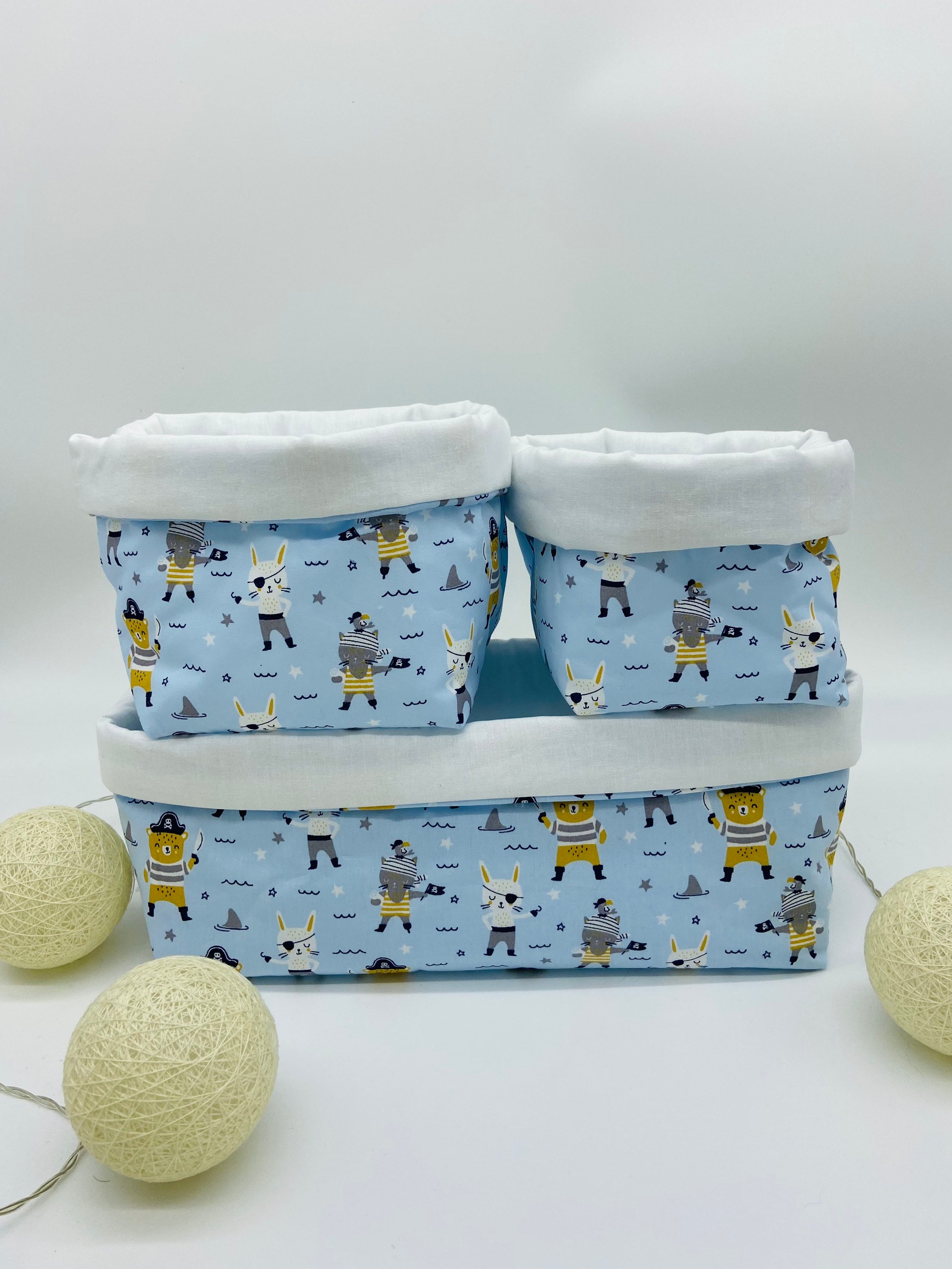 Panière en Tissu Pour Rangement Table à Langer Bébé Lingettes, Couches et Produits, Thème Animaux Pi