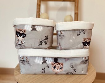 Washable wipes basket /baby diaper basket/Fabric basket/Storage basket / Changing table basket /Leopard dancer