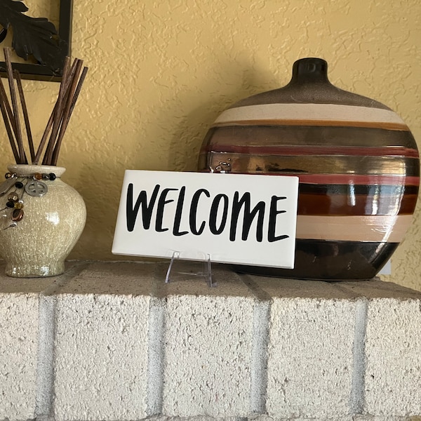 Welcome sign/Welcome ceramic tile/Home Decor/New House gift