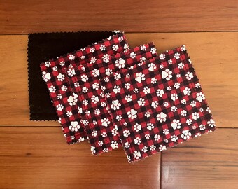 Pawprints Fabric Coasters/Drink Coasters/Dog Lover gift