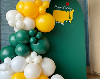Guirnalda de globos del Masters de Golf, guirnalda de globos DIY para fiestas de golf, decoraciones para fiestas del Masters, globos de hoyo en uno, decoración DIY para fiestas del Masters
