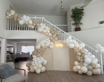 Neutral White DIY balloon kit, boho color balloon garland, white and beige balloon color kit, bohemian balloons, wedding balloon kit