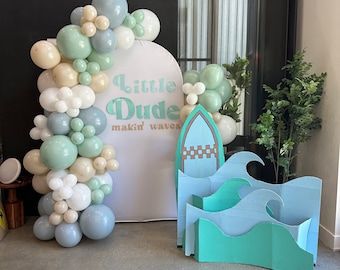 Surf DIY balloon kit, surboard balloons, retro surfboard balloons, retro balloons, DIY balloons kit, ocean balloons, the big one