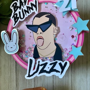 Bad Bunny cake topper, light up bad bunny cake topper, bad bunny, yo perreo sola decorations, bad bunny party decoration, bad bunny party