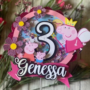 Peppa pig cake topper,LED cake topper, peppa pig decor, peppa pig cake accesories, peppa pig fairy, peppa pig paper decor, Peppa the pig