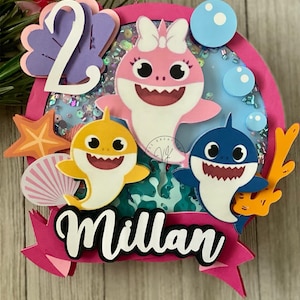 Baby shark cake topper, baby shark, baby shark girl cake topper, baby shark custom cake topper, pink baby shark, pink baby shark decorations