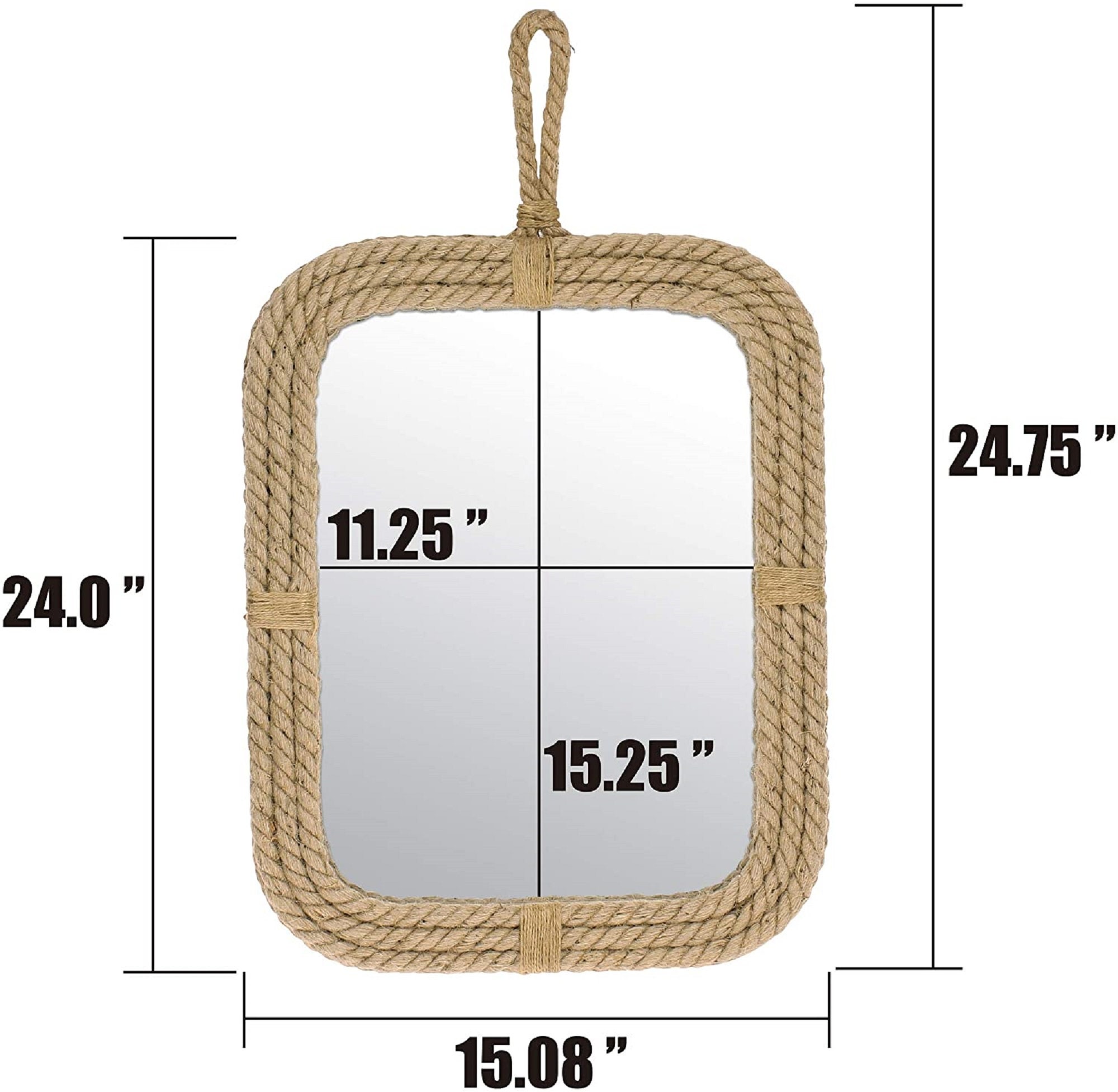 Vintage Rectangle Rope Mirror With Hanging Loop Vintage Etsy