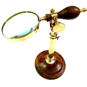 Large Handheld Magnifying Glass Gold Metal Frame 10cm Round Lens Vintage  Style Cream Handle Overall Length 22cm /8 3/4 