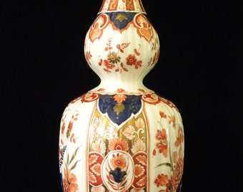 Royal Delft Pijnacker (1973) VERY LARGE handpainted ribbed double-gourd vase, model "Japanse fles" (Porceleyne Fles)