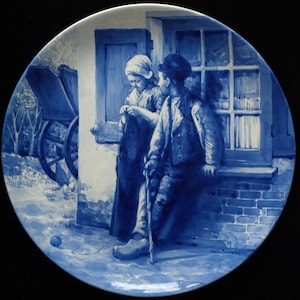 Royal Delft blue 1974 LARGE handpainted plate the flirt after Blommers Porceleyne Fles image 1