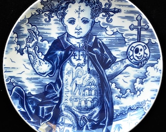 Royal Delft blue large handmade "Memento Mori" Blueware plate (Porceleyne Fles, with gift box)