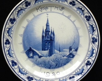Royal Delft antique (1920) handpainted plate Christmas "Kerstmis" 1920 (Porceleyne Fles)