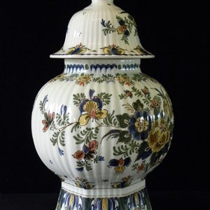 Royal Delft polychrome 1967 LARGE handpainted covered pul dekselvaas Porceleyne Fles image 4