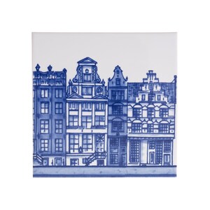 Royal Delfts blauw VIER Amsterdamse grachtenhuisjes handgemaakte tegels Porceleyne Fles, met geschenkverpakking image 7