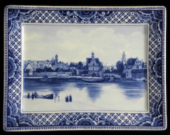 Royal Delft blue handmade Blueware plate "View of Delft" after Vermeer (Porceleyne Fles, with gift box)