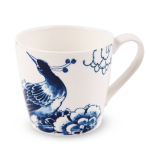 Royal Delft blue THREE handmade porcelain peacock mugs Porceleyne Fles, with gift bag image 4