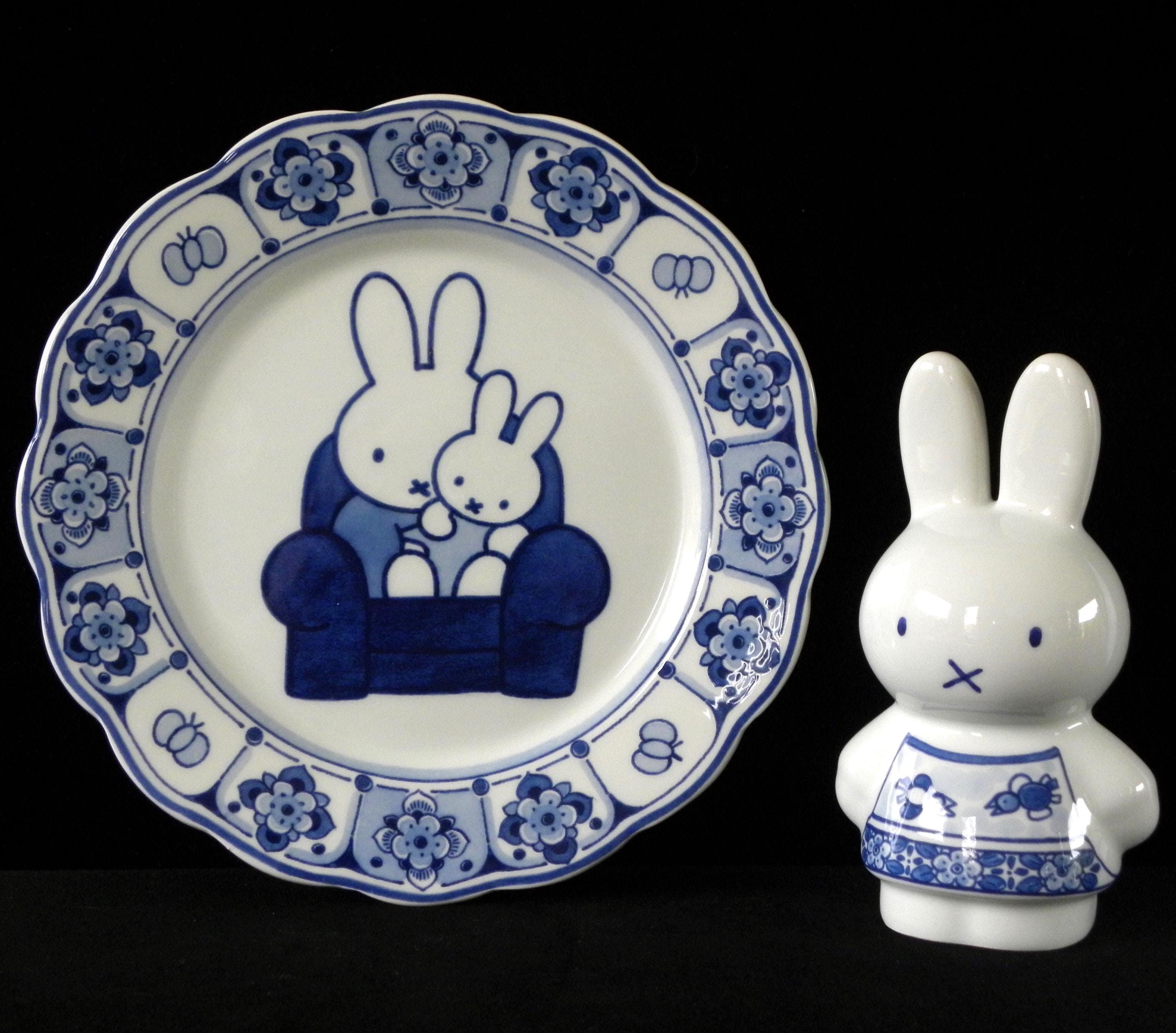Royal Delft Blue Handmade Miffy & Miffy Plate (porceleyne Fles