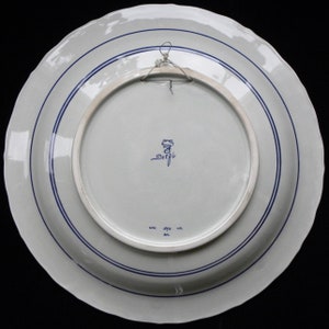 Royal Delft blue 1951 VERY LARGE handpainted plate razer, charger seascape with incoming ships, after H.W. Mesdag Porceleyne Fles image 6