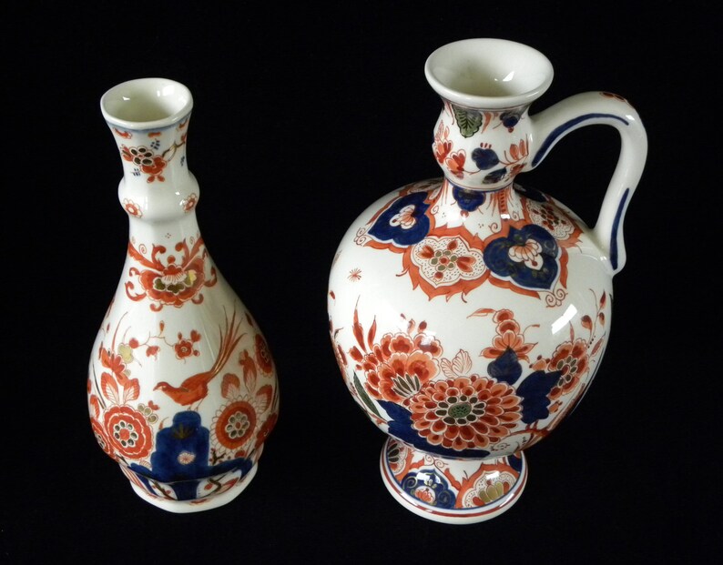 Royal Delft Pijnacker 1975/ 1978 SET of handpainted jug and vase Porceleyne Fles, as new image 3