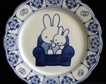 Royal Delft blue handmade Miffy plate (Porceleyne Fles, with gift box) デルフトブルーミッフィー