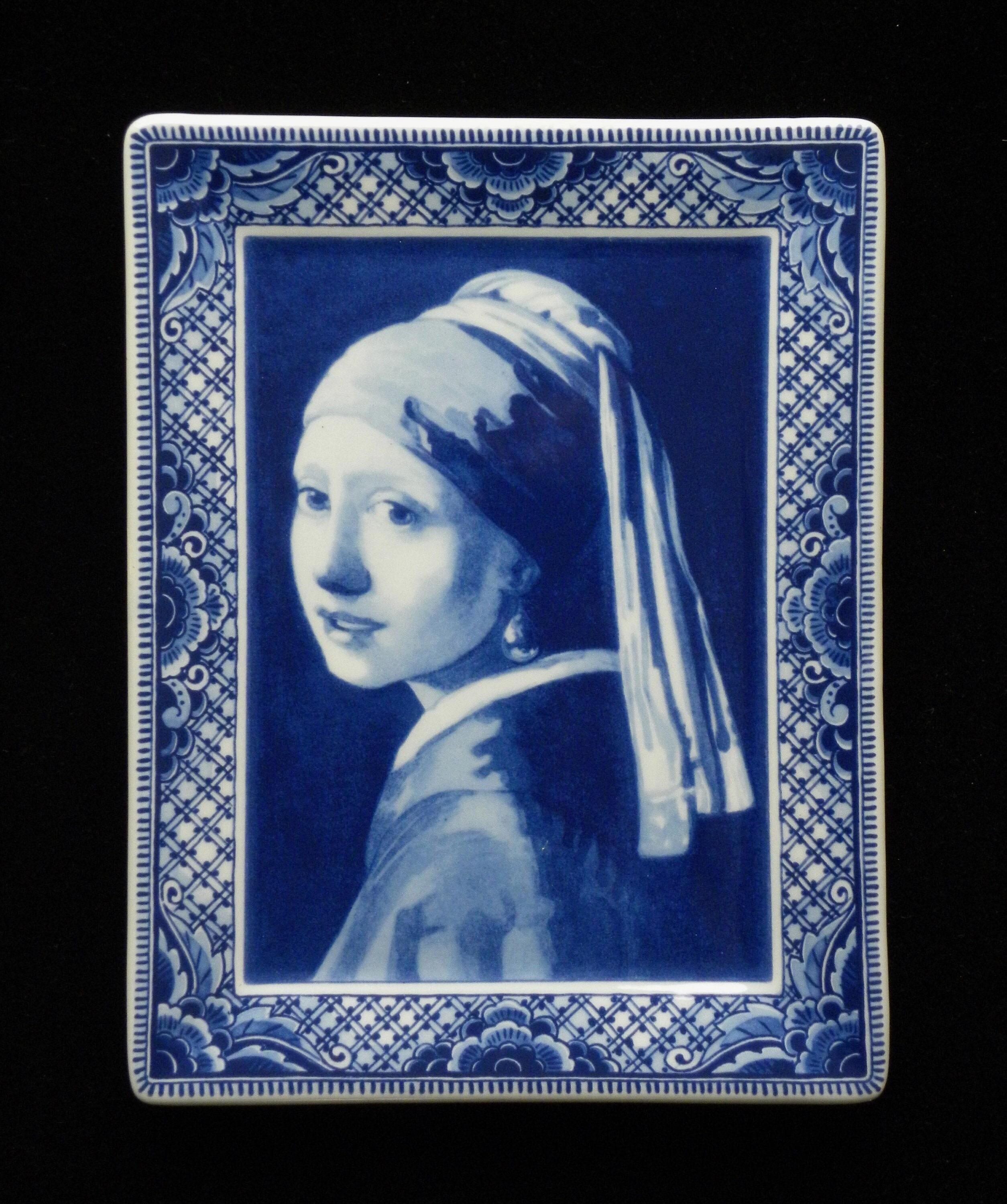 Delftware 真珠の耳飾りの少女 プレート Royal Delft Blueware Plate: Girl With a Pearl Earring, Vermeer