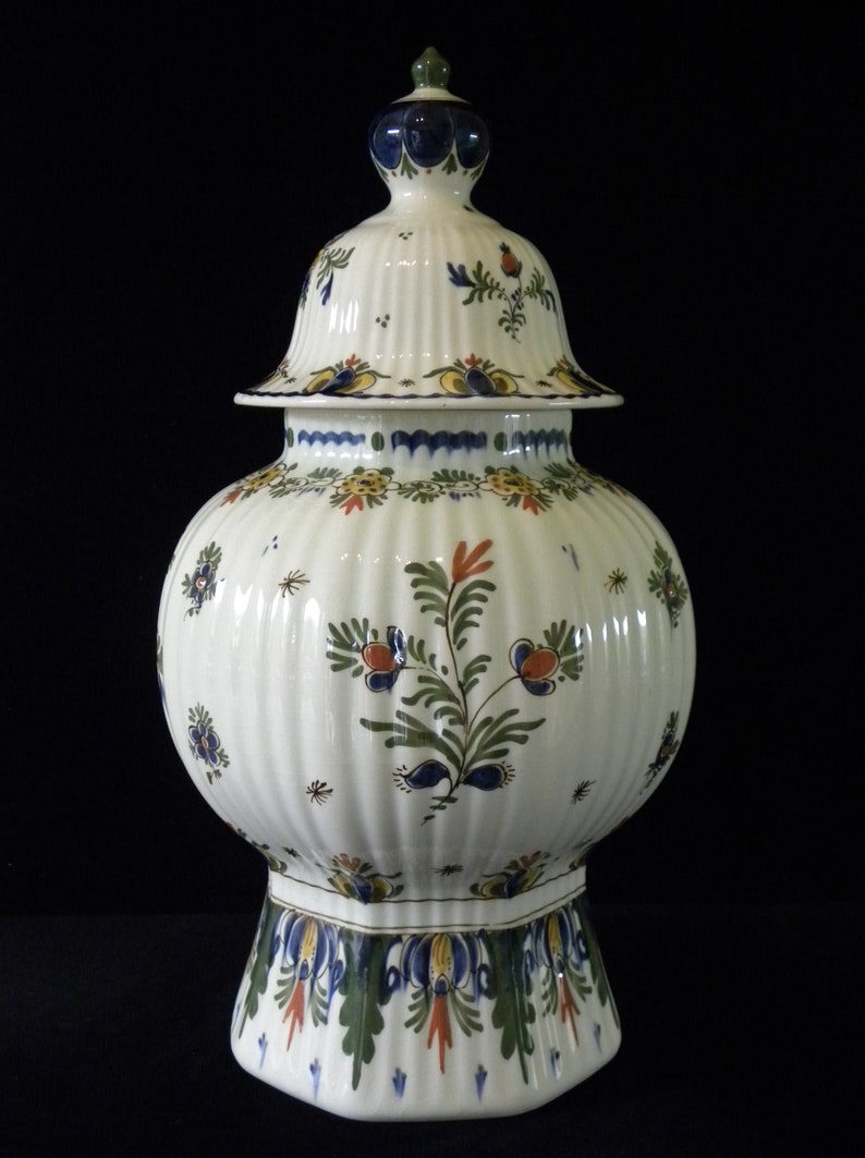 Royal Delft polychrome 1967 LARGE handpainted covered pul dekselvaas Porceleyne Fles image 3