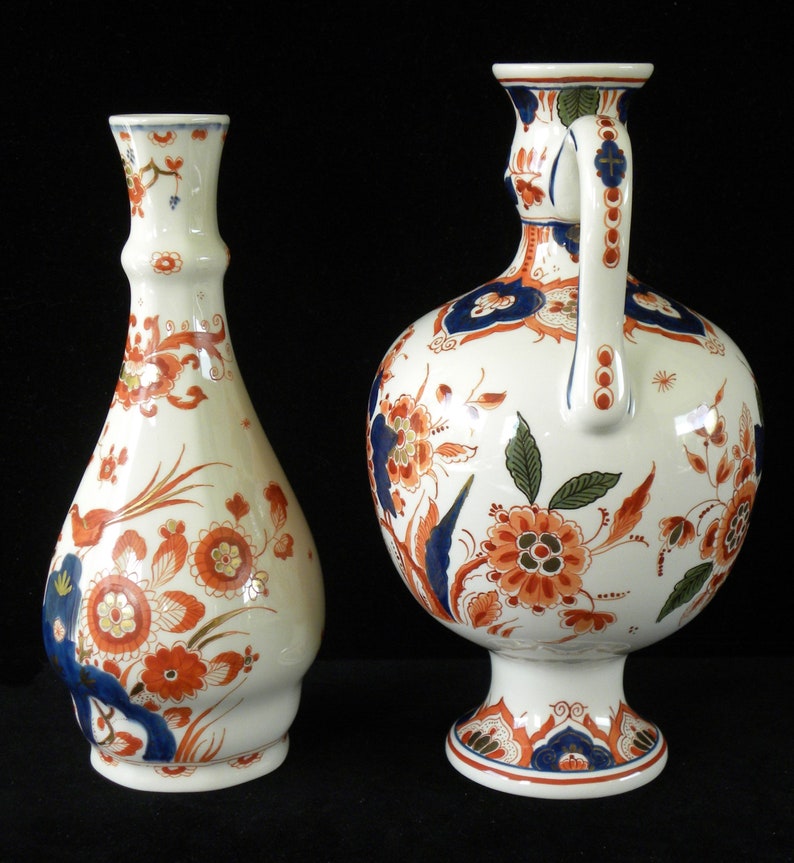 Royal Delft Pijnacker 1975/ 1978 SET of handpainted jug and vase Porceleyne Fles, as new image 4