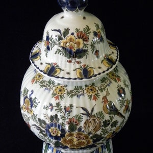 Royal Delft polychrome 1967 LARGE handpainted covered pul dekselvaas Porceleyne Fles image 6