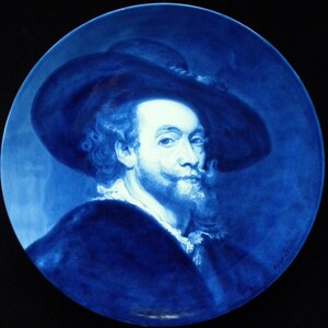 Royal Delft blue 1972 LARGE handpainted plate with Peter-Paul Rubens self-portrait Porceleyne Fles image 2