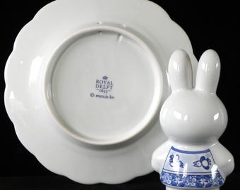 Royal Delft Blue Handmade Miffy & Miffy Plate (porceleyne Fles
