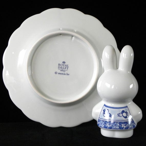 Royal Delft Blue Handmade Miffy & Miffy Plate (porceleyne Fles