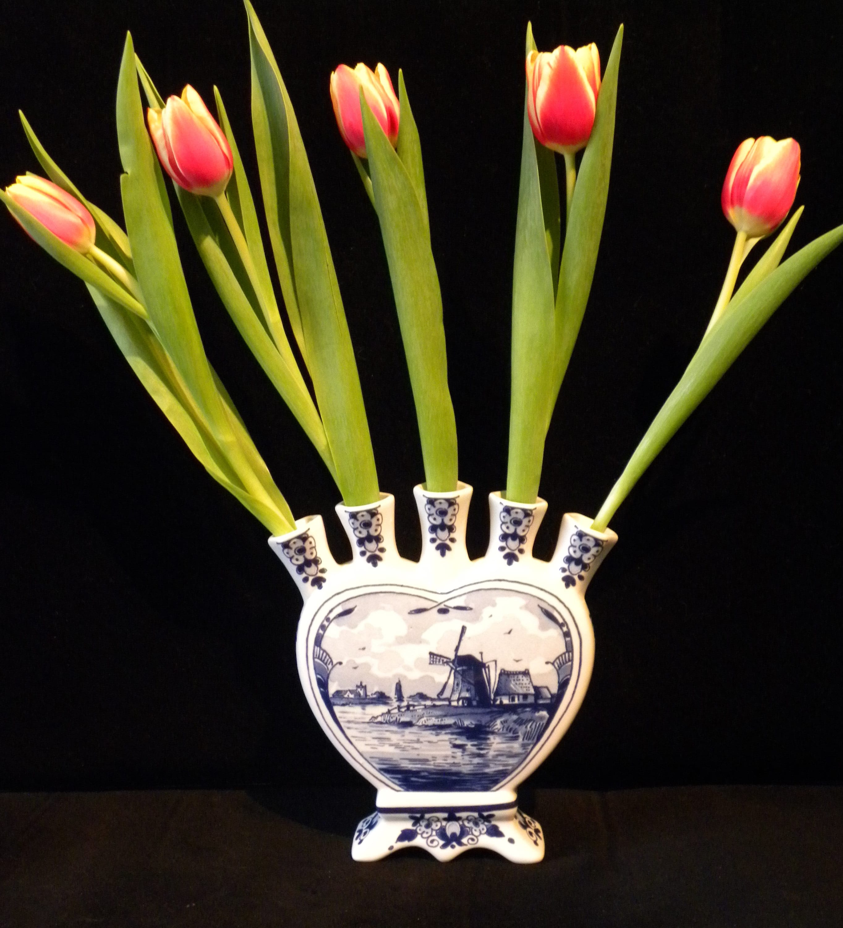 Royal Delft Blue Handmade Tulip Vase 5spout Windmill Etsy
