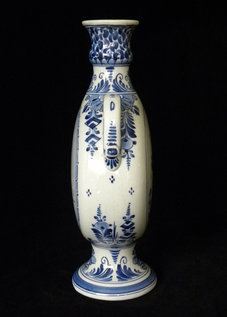 Royal Delft antique 1907 handpainted jug Pilgrim vase with Windmill Porceleyne Fles image 5