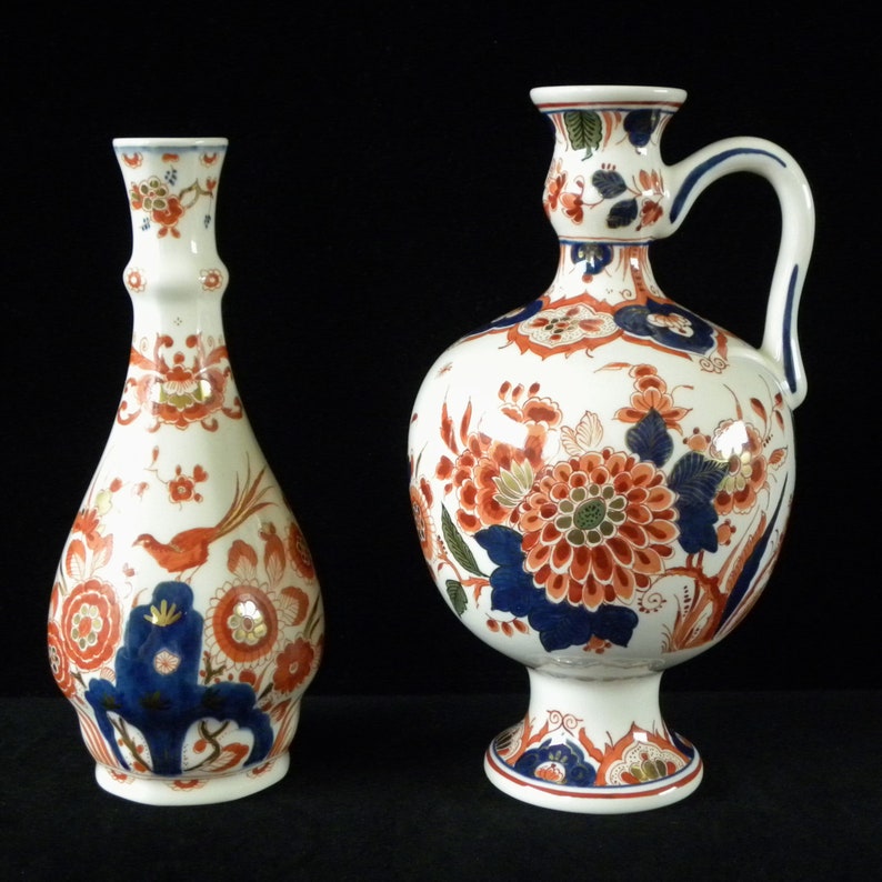 Royal Delft Pijnacker 1975/ 1978 SET of handpainted jug and vase Porceleyne Fles, as new image 6