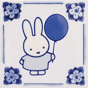 Royal Delft blue FOUR handmade framed Miffy tiles Porceleyne Fles, with gift box デルフトブルーミッフィー image 4