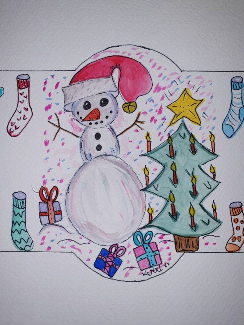 hard copy Christmas gift label for hand knitted socks or mittens