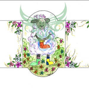 Original Aquarell Socke oder Mütze Geschenketikett -sofortiger Download