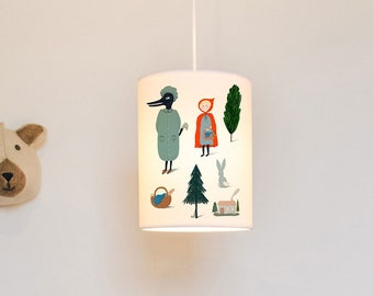 Little red riding hood lampshade/ ceiling shade - animal lamp shade - handmade lampshade  - Children's lamp shade