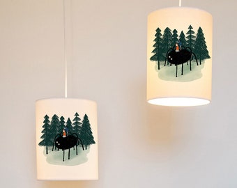 Spider in the forest lampshade/ ceiling shade - handmade lampshade  - Children's lamp shade