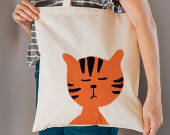 Tiger tote bag - animal bag - reusable cotton bag - shopping bag - animal gifts