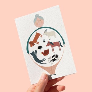 Carte de voeux illustrée de comptine, carte de vieille dame, intérieur vierge pour toute occasion, LIVRAISON GRATUITE AU ROYAUME-UNI