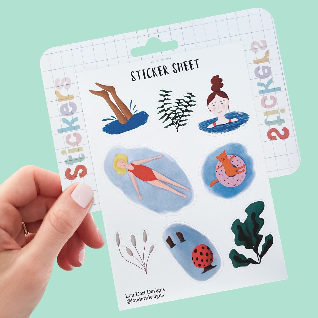 Simming Stickers Wild Swimming Sticker Sheet: Waterproof Planner Stickers - Etsy