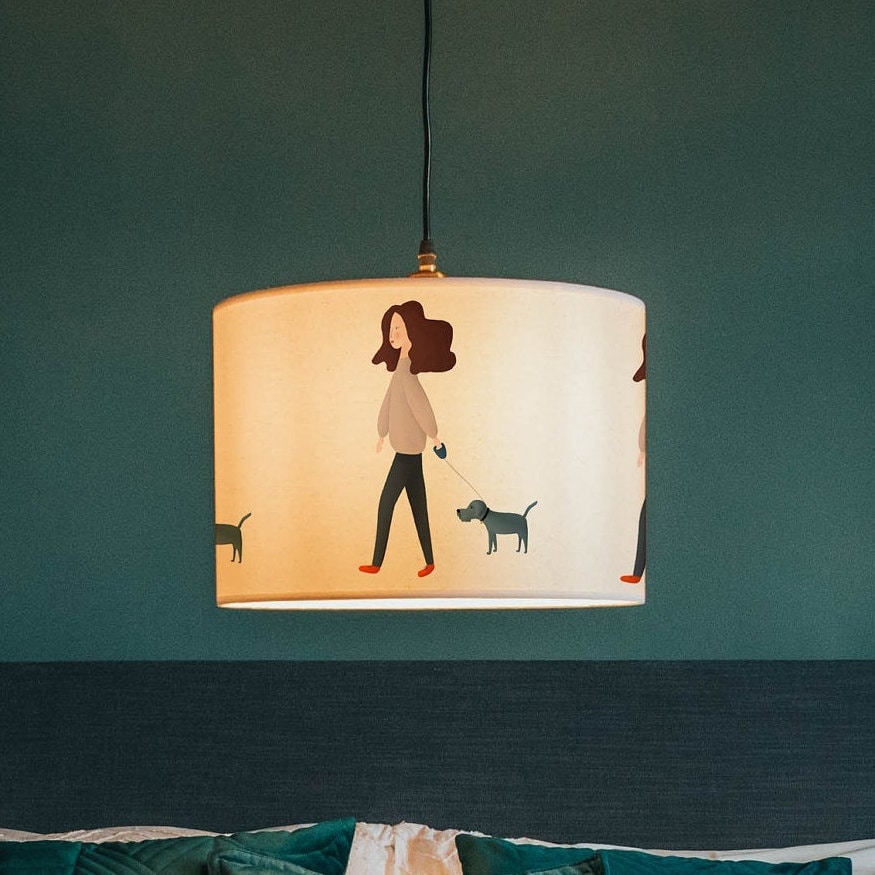 Dog Walking Lampshade/ Ceiling Shade Animal Lamp Shade Handmade