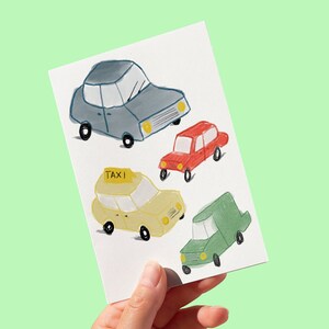 Cars illustrated greeting card, blank inside for any occasion FREE UK SHIPPING