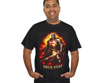 DEUS VULT Knights Templar Crusader Tee | Medieval Knight Sword Christian Warrior