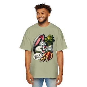 Camiseta extragrande con un divertido conejito de dibujos animados: divertida camiseta gráfica, ropa informal, regalo para amantes de los conejos, ropa de Pascua, diseño divertido.